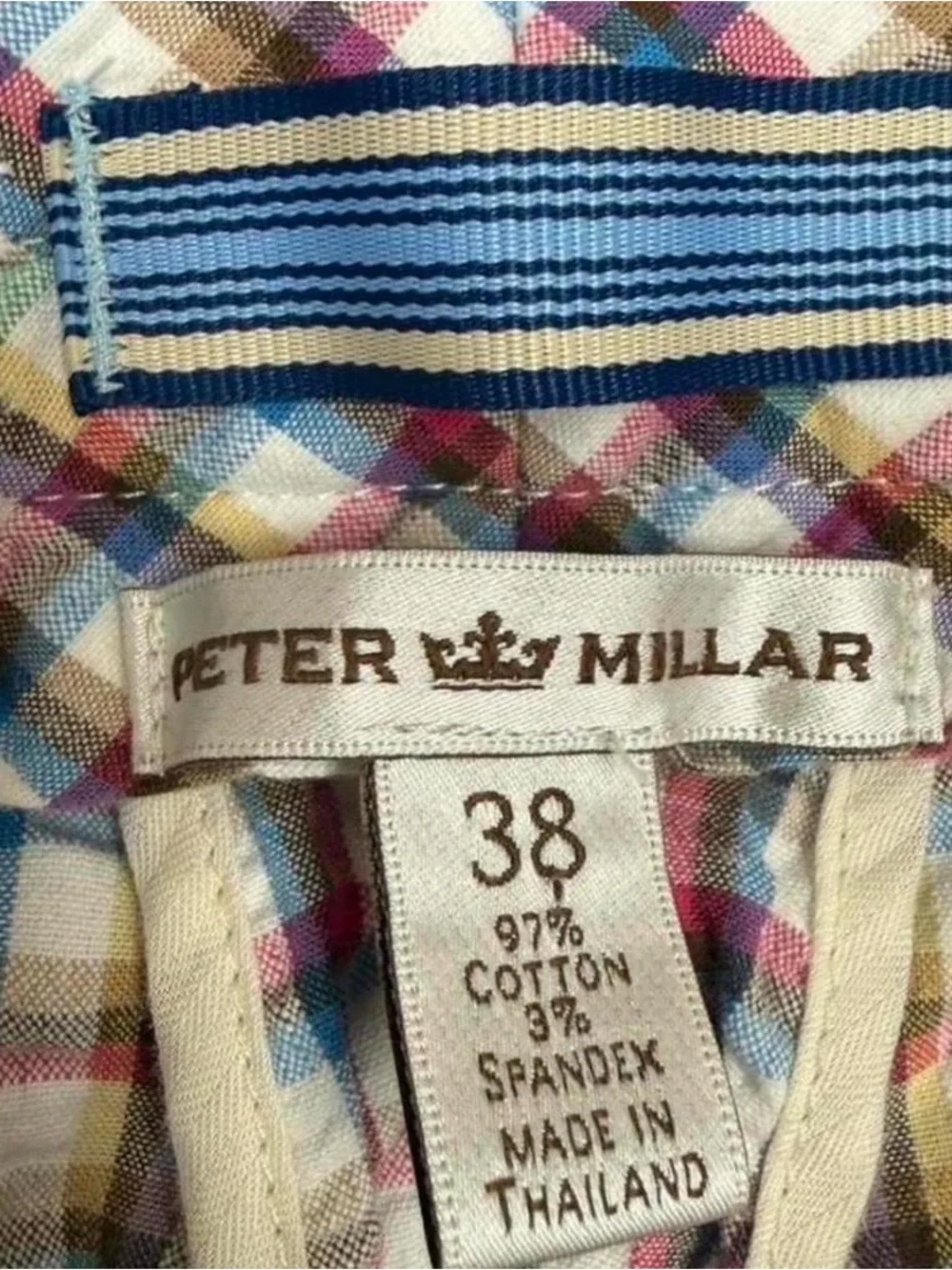 Peter Millar Plaid Golf Shorts Multicolor Lightweight Sz 38 - Picture 2 of 3